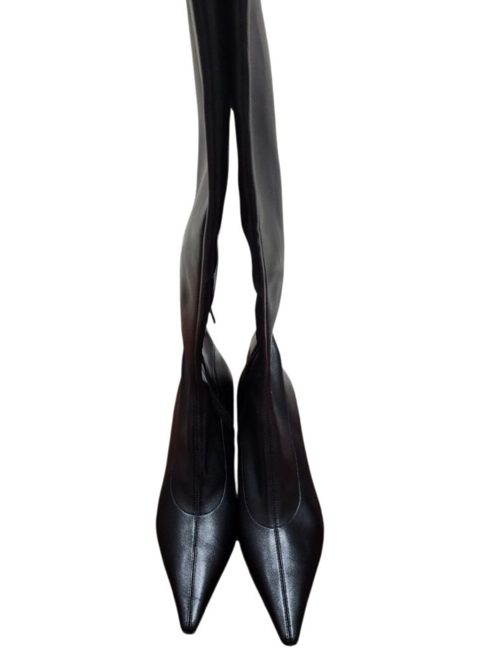 Rag & Bone Mercer Leather Knee High Boots Black Pointed Toe Kitten Heel EU 37 - Picture 9 of 16
